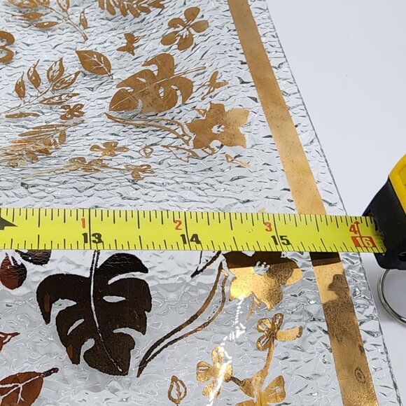 Mid-Century Gold Leaf Foliage Hostess Tray Glass Large 4 Sections 16" x 16" - Picture 11 of 11